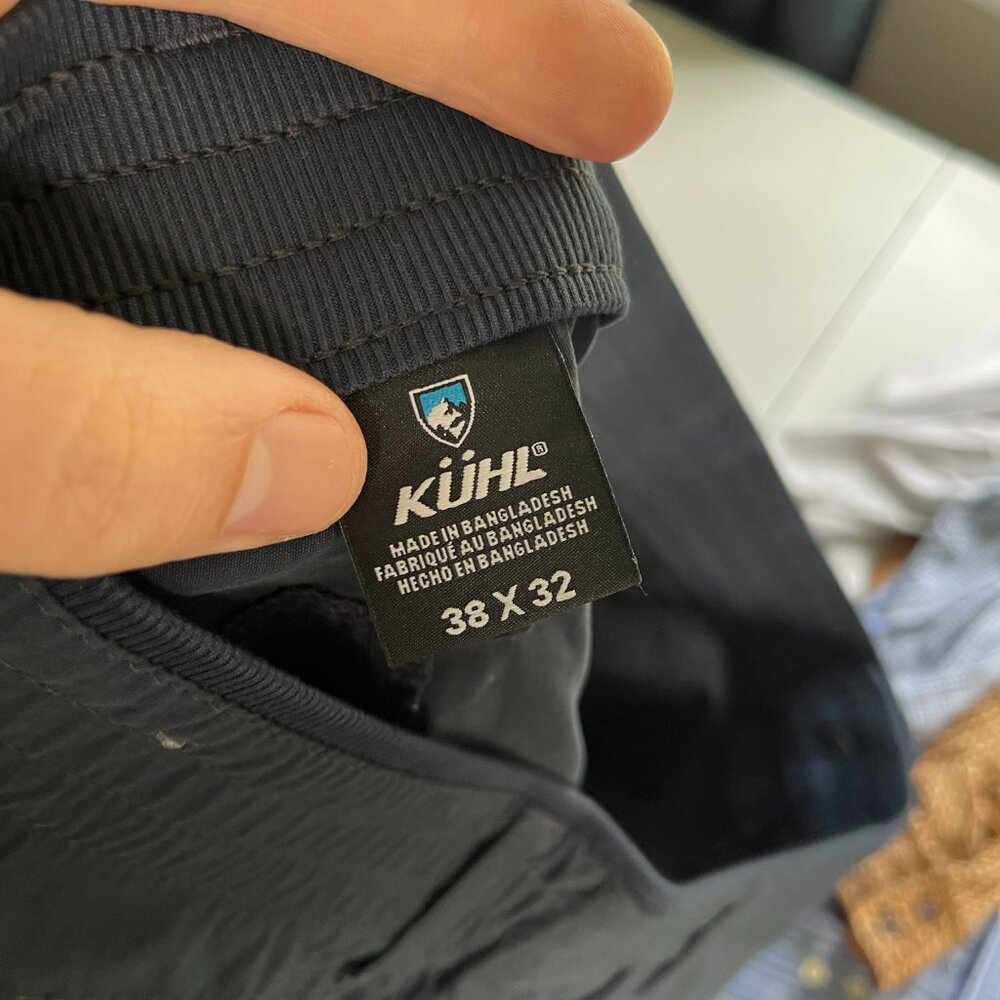 KUHL Men’s Dark Blue Renegade Recon Pants 🏕️ Flat Front 38x32 EUC Mint 🌄 - Picture 9 of 9
